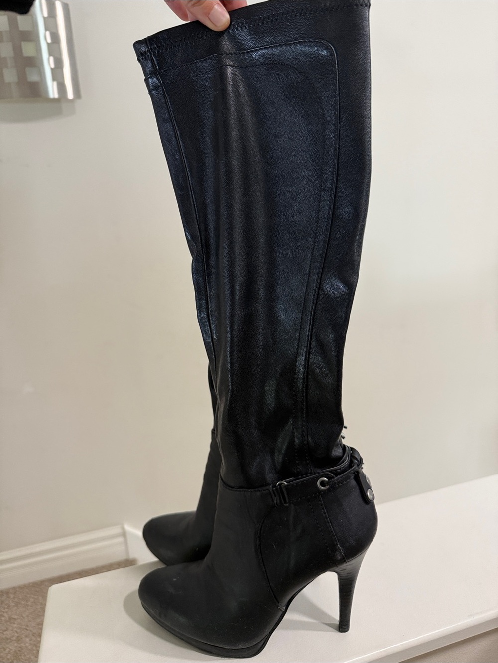 Nine West Black Knee-High Stiletto Heel Boots